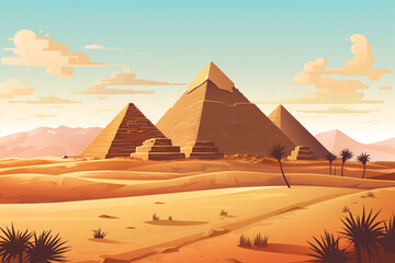 Fototapeta na wymiar vector illustration of a pyramid view in the desert