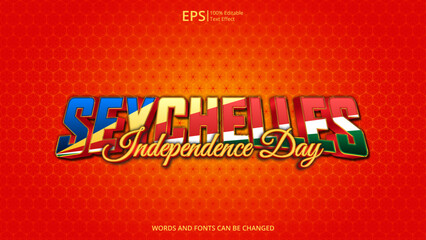 seychelles editable text effect with seychelles flag pattern suitable for poster design about holiday, Feast day or seychelles independence day moment