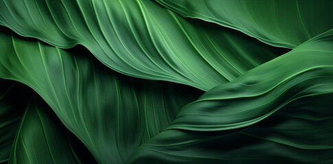 Textures of abstract green leaves for tropical leaf background. Flat lay, green nature concept, tropical leaf