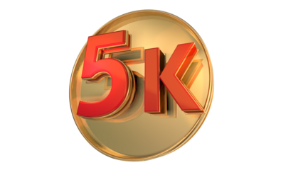 red 3d numbers 1k to 90k on gold coin
