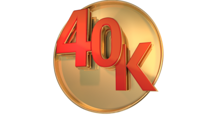 red 3d numbers 1k to 90k on gold coin