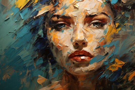 Palette knife painting of a beautiful woman