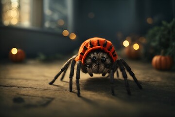 A cute spider and ask them to crawl on all fours like a spider - obrazy, fototapety, plakaty