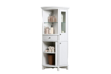 Contemporary Corner Display Cabinet Isolated on Transparent Background