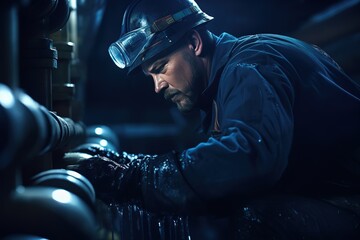 Fototapeta na wymiar a offshore worker are repairing pipes