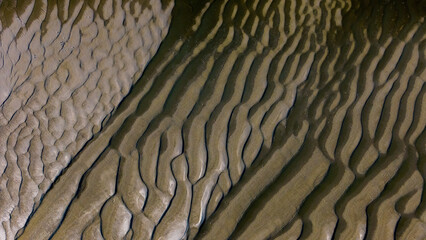 Aerial view of Danube river bottom when water level is low