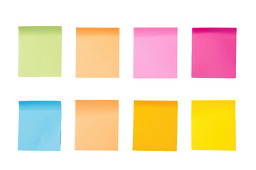 Cheerful Memo Paper Sheets Isolated on Transparent Background - obrazy, fototapety, plakaty