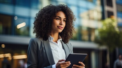 Beautiful young businesswoman holding computer laptop with planning working on financial document, tax, exchange, accounting and Financial advisor - obrazy, fototapety, plakaty