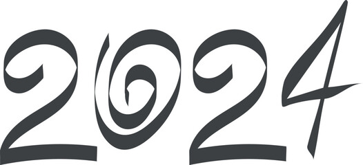 2024 year black silhouette isolated vector