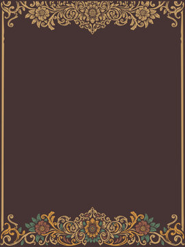 Beautiful illustration of a decorative ornament abstract gold floral frame with golden ornament for wedding and birthday