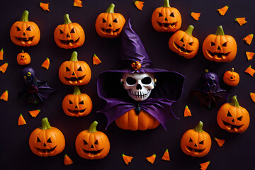 halloween pumpkin seamless pattern,generative AI 