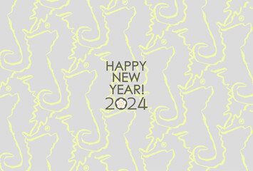 2024年　辰年の年賀状　タツノオトシゴの模様