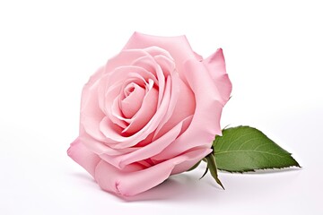 Pink rose isolated on white background.