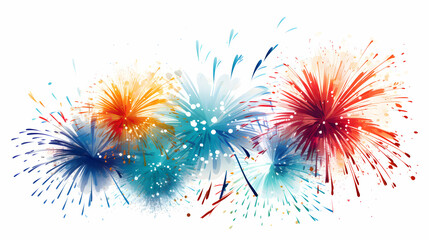 Colorful fireworks on a white background - obrazy, fototapety, plakaty