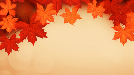 Fall leaves background with copy text space - ai generative