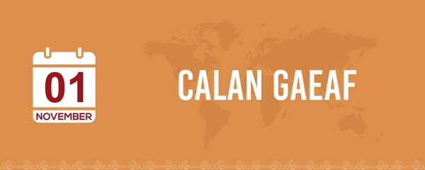 November 01 Calan Gaeaf text banner design for social media post