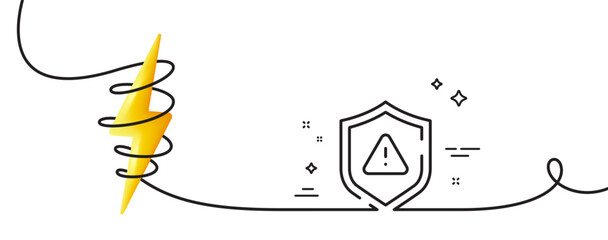 Shield line icon. Continuous one line with curl. Privacy secure sign. Safe defense symbol. Shield single outline ribbon. Loop curve with energy. Vector