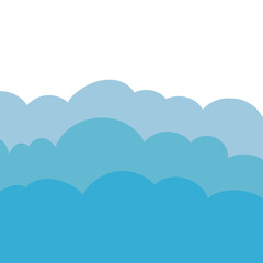 blue sky with clouds with three layer blue color illustration vector png