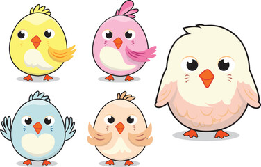 Birds mascot character set