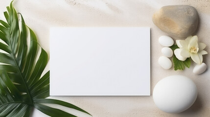White card with a boho composition background