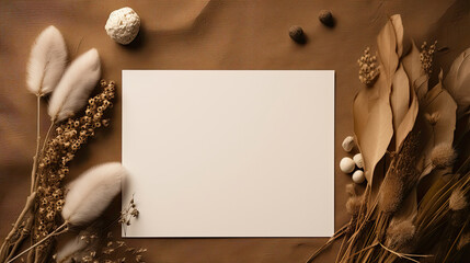 White card with a boho composition background