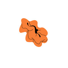 Bright woman scrunchie, cute girl scrunchy. Orange hairstyle accessory, vintage headband, retro fabric hair band. 80s fashion, 90s style. Flat isolated vector illustration on white background