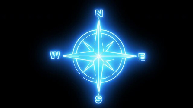Animation forms a compass icon with a neon saber effect
