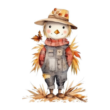 recommend clip art: watercolor autumn Scarecrow clipart