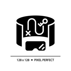 2D pixel perfect glyph style innovative device icon, isolated vector, silhouette illustration representing VR, AR and MR.