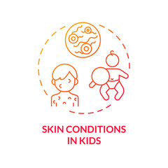 2D gradient icon skin conditions in kids concept, isolated vector, illustration representing parenting children with health issues.