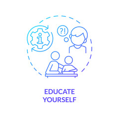 2D gradient icon educate yourself concept, isolated vector, illustration representing parenting children with health issues.