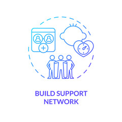 2D gradient icon build support network concept, isolated vector, illustration representing parenting children with health issues.