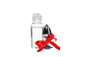 PNG, lubricant and anal plug, isolated on white background.