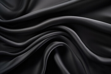 Fototapeta premium Texture of black silk fabric smooth lines