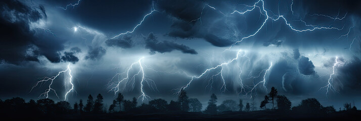 Panoramic view of lightning storm