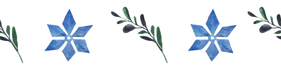 Watercolor winter border illustration isolated on white for winter wedding stationary, greetings cards, wallpapers, crafting.