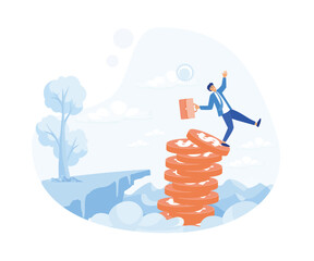 Financial instability, uncertainty or unstable investment market, risky situation or economic recession, crisis or bankruptcy concept. flat vector modern illustration