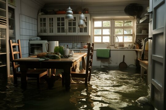 Kitchen flooded. Generative AI