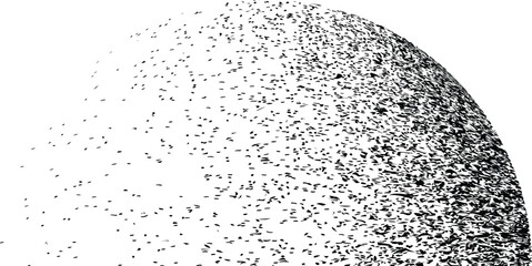 Sprayed black half circle form .Graffiti art design . Noise dispersion circle . Spray effect .Grunge texture . Distressed element .vector 
