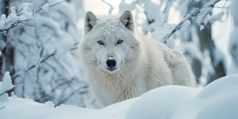 Obraz premium a image snow wolf waling snowstorm, AI Generative