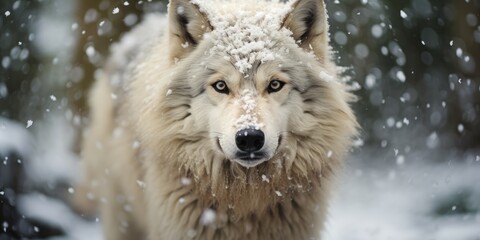 a image snow wolf waling snowstorm, AI Generative