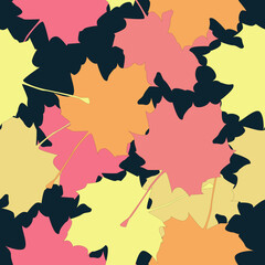 Vector seamless pattern of autumn maple leaves