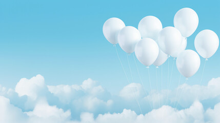 Minimal concept of floating balloons and white cloud