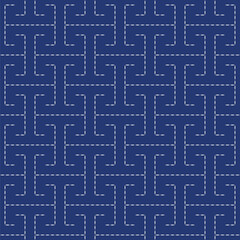 Japanese Sashiko Seamless Vector Patterns. Asian Embroidery Motifs. Abstract Repeating Geometric Background