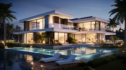 Fototapeta na wymiar Modern luxury villa home