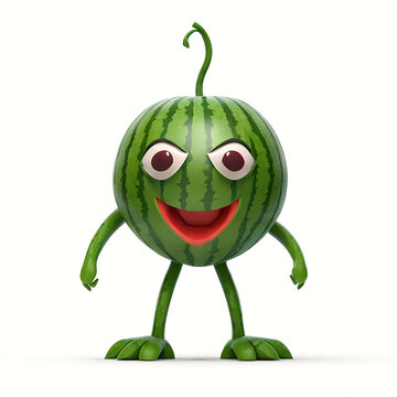 Watermelon character. Digital illustration.