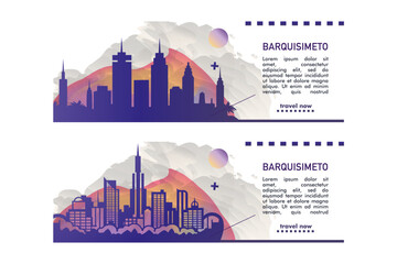 Barquisimeto Venezuela city banner pack with abstract shapes of skyline, cityscape, landmarks and attractions. South America town travel vector illustration set for brochure, website, page, header