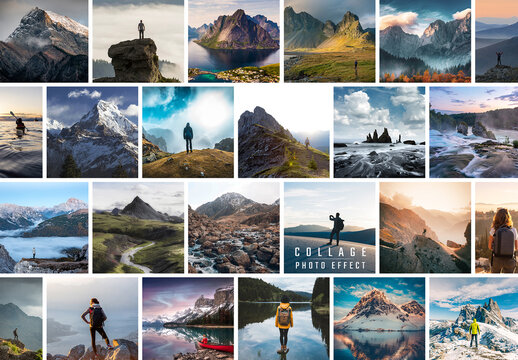 Photo Collage Squared Grid Effect Mockup