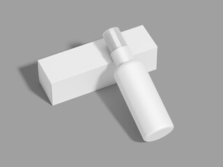 White Blank Spray Bottle with Box Packaging Cosmetic Mockup
