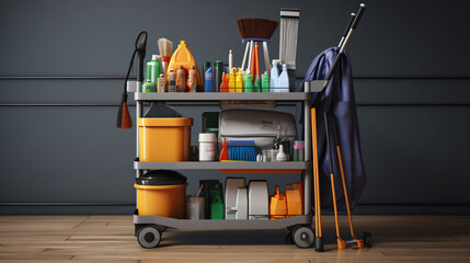 Office cleaning tool cart